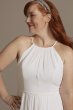 Chiffon Plus A-Line Wedding Dress with Tie Back 9SDWG0989