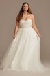 Pleated Bodice Tulle Strapless Plus Wedding Dress 9WG4039