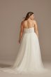 Pleated Bodice Tulle Strapless Plus Wedding Dress 9WG4039
