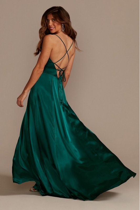 Charmeuse Cowl Bridesmaid Dress with Lace-Up Back GS290035