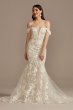 Embellished Lace Swag Sleeve Wedding Dress LSSWG899