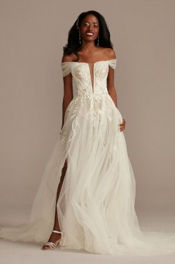 Removable Straps Tulle Bodysuit Wedding Dress MBSWG898