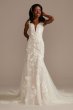 Beaded Lace 3D Floral Plunge Tulle Wedding Dress SWG897