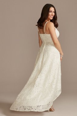 High-Low Lace Dress with Spaghetti Straps WBM2400V4
