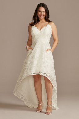 High-Low Lace Dress with Spaghetti Straps WBM2400V4
