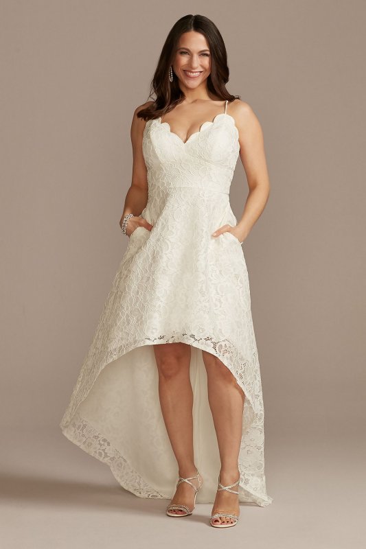 High-Low Lace Dress with Spaghetti Straps WBM2400V4