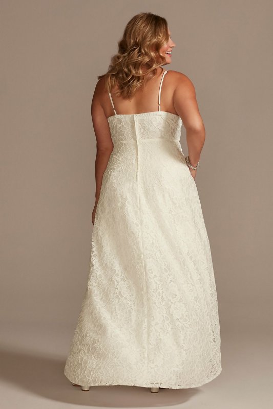High-Low Lace Plus Dress with Spaghetti Straps WBM2400V4W