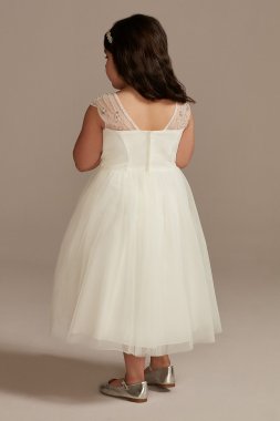 Beaded Bodice Cap Sleeve Tulle Flower Girl Dress WG1440