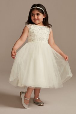 Beaded Bodice Cap Sleeve Tulle Flower Girl Dress WG1440