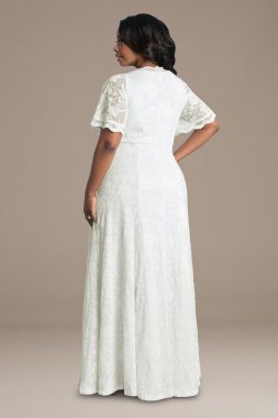 Blissful Lace Plus Size Floor Length Wedding Gown 19200901