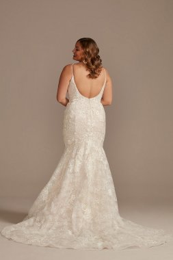 Sequin Lace Tall Plus Mermaid Wedding Dress 4XL8CWG910