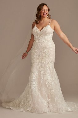 Sequin Lace Tall Plus Mermaid Wedding Dress 4XL8CWG910