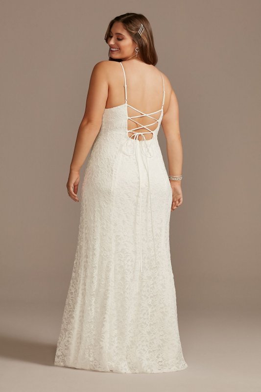 Halter Keyhole Lace Plus Dress with Lace-Up Back 650711W