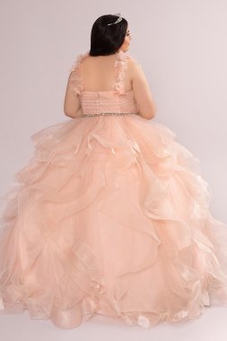 Plus Convertible Ruffle Tulle Quince Dress Fifteen Roses 8FR2101