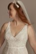 V-Neck Lace Plus Wedding Dress with Scallop Hem 8MS251250