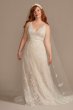 V-Neck Lace Plus Wedding Dress with Scallop Hem 8MS251250