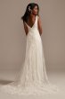 V-Neck Lace Wedding Dress with Scallop Hem MS251250