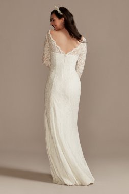Stretch Lace Long Sleeve Sheath Wedding Dress SDWG0976