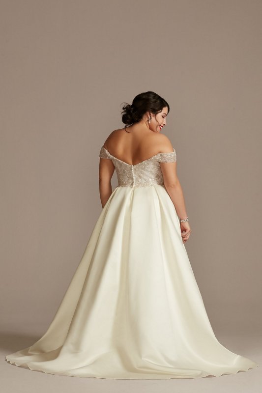 Off Shoulder Beaded Bodice Tall Plus Wedding Dress 4XL8LBCWG890