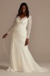 Lace Beaded Long Sleeve Tall Plus Wedding Dress 4XL8SLMS251206