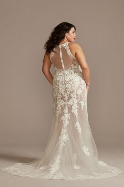 Illusion Keyhole Bodysuit Tall Plus Wedding Dress 4XL9MBSWG843