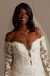 Long Sleeve Plunging Tall Plus Lace Wedding Dress 4XL9SLSWG855
