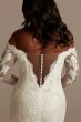Long Sleeve Plunging Tall Plus Lace Wedding Dress 4XL9SLSWG855