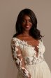 Long Sleeve Lace Appliqued Tall Plus Wedding Dress 4XL9SLSWG862