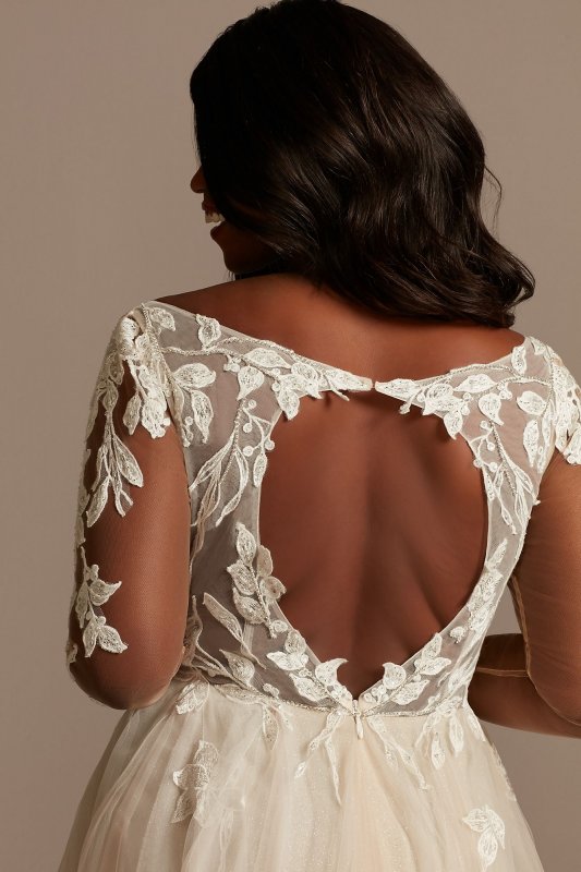 Long Sleeve Lace Appliqued Tall Plus Wedding Dress 4XL9SLSWG862