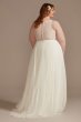 Sheer High Neck Lace Godet Tall Plus Wedding Dress 4XL9WG4021