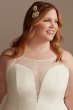 Sheer High Neck Lace Godet Tall Plus Wedding Dress 4XL9WG4021