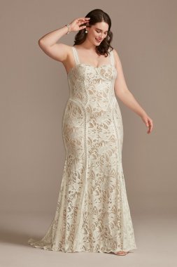 Strapless Stretch Lace Tall Plus Wedding Dress 4XL9WG4022
