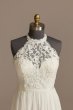 High Neck Illusion Chiffon Tall Plus Wedding Dress 4XL9WG4032