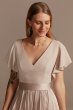 Flutter Sleeve Charmeuse Tall Bridesmaid Dress Bridal 4XLF20347