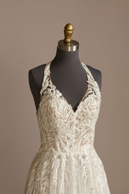 Floral Open Back Bodysuit Tall Wedding Dress 4XLMBSWG841