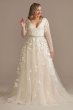 Illusion Long Sleeve Plunge Petite Wedding Dreess 7LBSWG820