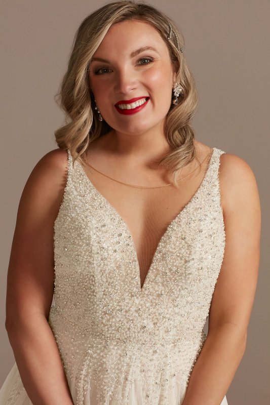 Beaded Illusion Bodysuit Petite Wedding Dress 7MBSWG837