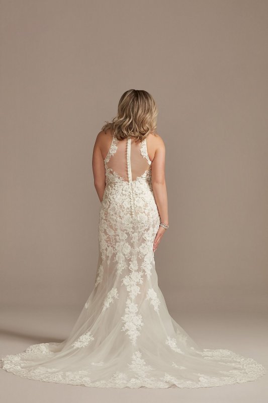 Illusion Keyhole Bodysuit Petite Wedding Dress 7MBSWG843