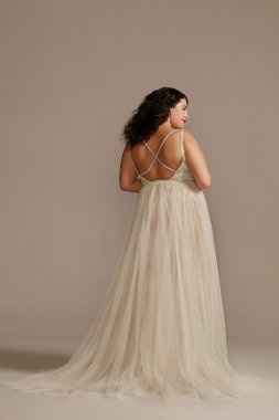 Beaded Illusion Plus Size Bodysuit Wedding Dress 9MBSWG837