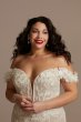 3D Floral Plunge Plus Size Bodysuit Wedding Dress 9MBSWG885