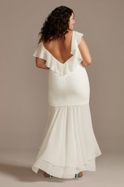 Asymmetric Chiffon Plus Size Dress with Ruffle Hem 9SDWG0932