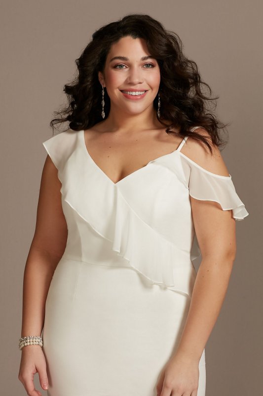 Asymmetric Chiffon Plus Size Dress with Ruffle Hem 9SDWG0932