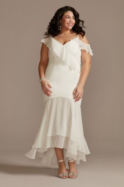 Asymmetric Chiffon Plus Size Dress with Ruffle Hem 9SDWG0932