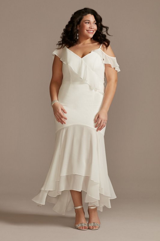 Asymmetric Chiffon Plus Size Dress with Ruffle Hem 9SDWG0932