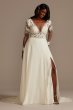 Lace Long Sleeve Chiffon Plus Size Wedding Dress 9SLSWG842