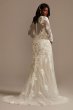 Long Sleeve Plus Size Sequin Floral Wedding Dress 9SLSWG843