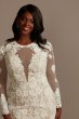 Long Sleeve Plus Size Sequin Floral Wedding Dress 9SLSWG843
