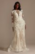 Long Sleeve Plus Size Sequin Floral Wedding Dress 9SLSWG843