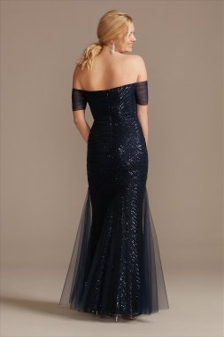 Sequin Off the Shoulder Sheath Dress D40NY007