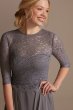 High Neck Lace Three-Fourth Sleeve A-Line Dress D40NY013V2